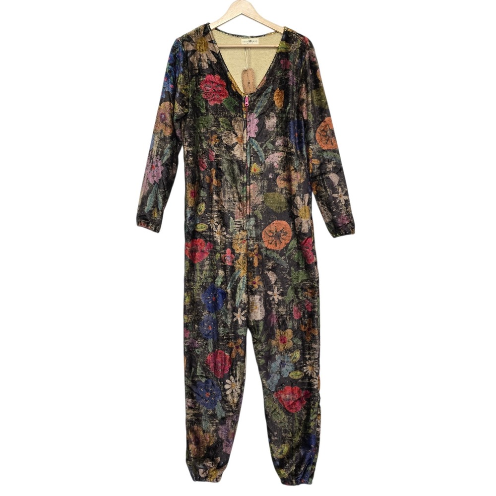 NWT Natural Life Womens Size XS Fleece Floral Jumpsuit Pajamas‎ PJS000146